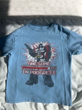 Kids Light Blue 'Awesome In Progress' Transformers Graphic Tee